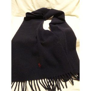 Vintage POLO by Ralph Lauren 100% Lambswool Scarf With Fringe BLUE Label‎ 1980s